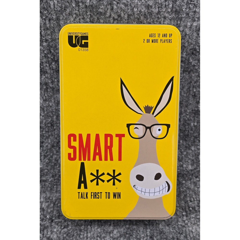 University Games Smart Ass Card Game Yellow Tin Trivia Party  01358 Ages 12 Up